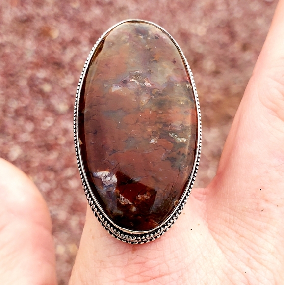 New Huge Moroccan Seam Agate 925 Silver Ring - Picture 9 of 11
